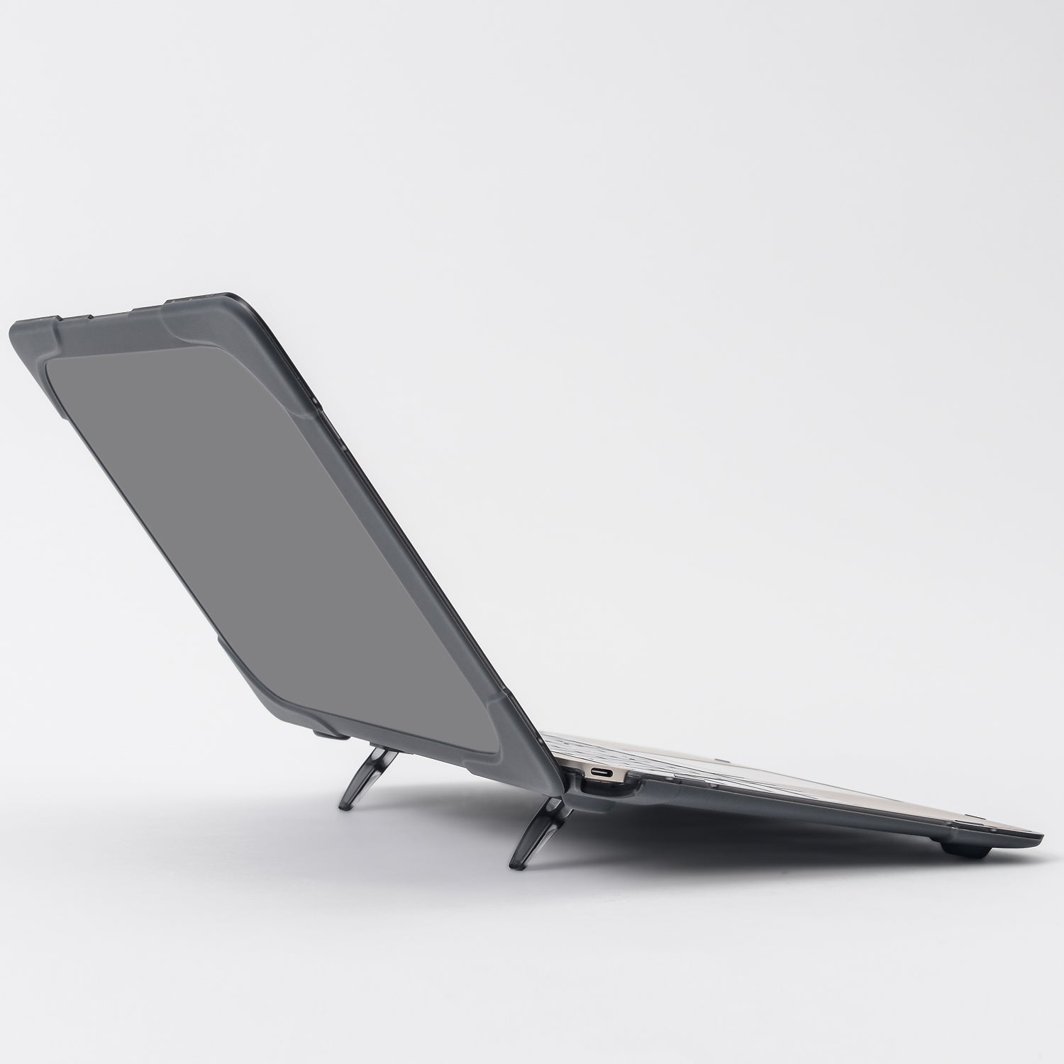Drop-proof Supporting Stand Design Hard PC Laptop Case Well-protected Notebook Cover for MacBook Retina 12inch A1534 / A1931 - Grey Drop-proof Supporting Stand Design Hard PC Laptop Case Well-protected Notebook Cover for MacBook Retina 12inch A1534 / A1931 - Grey